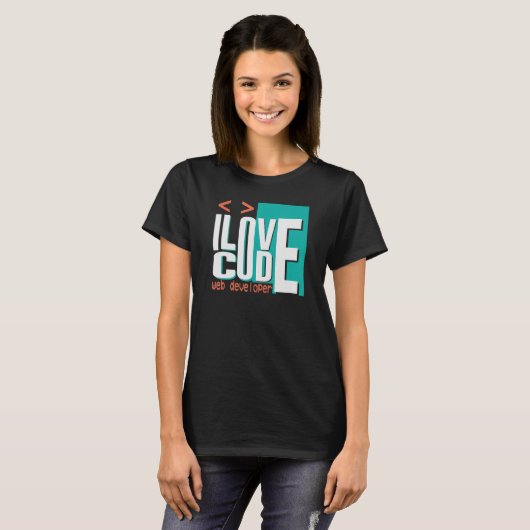 Ik hou van code programmeur web developer t-shirt (Voorkant volledig)