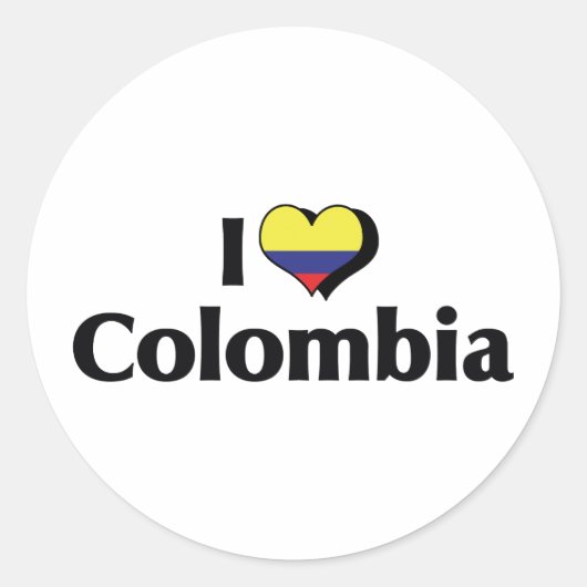 Ik hou van Colombia Vlag Ronde Sticker (Voorkant)