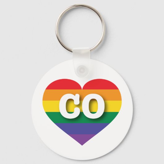 Ik hou van Colorado Rainbow Heart Sleutelhanger (Voorkant)