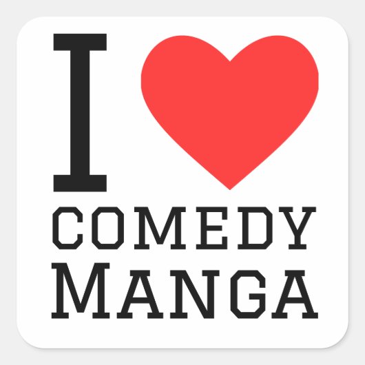 Ik hou van comedy manga vierkante sticker (Voorkant)