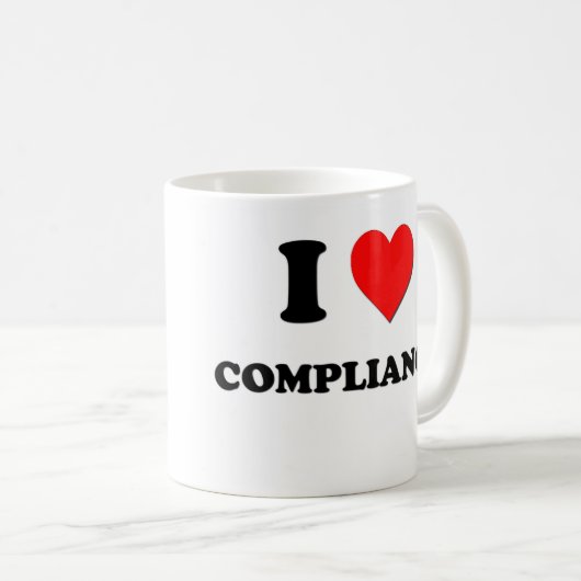 Ik hou van compliance koffiemok (Voorkant rechts)