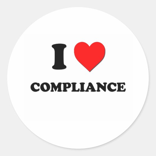 Ik hou van compliance ronde sticker (Voorkant)