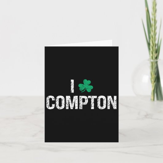 Ik hou van Compton Shamrock Clover St. Patrick's D Kaart (Voorkant)