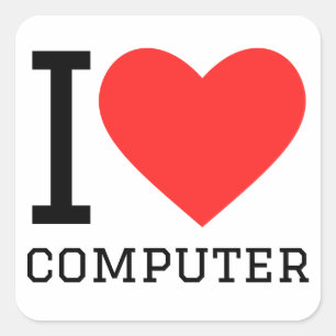 Ik hou van computer vierkante sticker