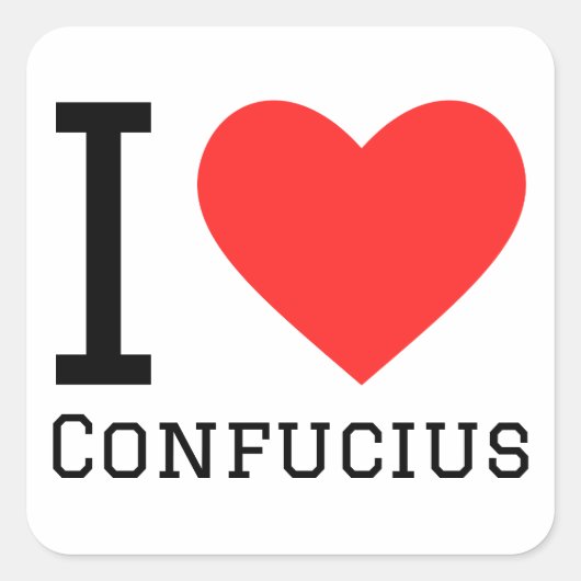 Ik hou van Confucius Vierkante Sticker (Voorkant)