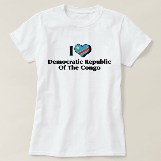 Ik hou van Congo Democratische Republiek Vlag T-shirt (Design voorkant)