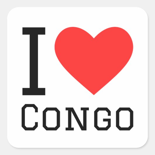 Ik hou van Congo Vierkante Sticker (Voorkant)
