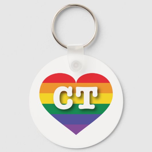 Ik hou van Connecticut Rainbow Heart Sleutelhanger (Voorkant)