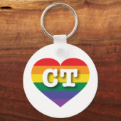 Ik hou van Connecticut Rainbow Heart Sleutelhanger (Voorkant)