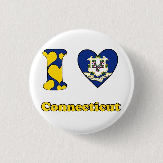 Ik hou van Connecticut Ronde Button 3,2 Cm (Voorkant)