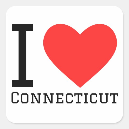 Ik hou van Connecticut Vierkante Sticker (Voorkant)