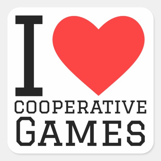 Ik hou van coöperatieve gameliefhebbers vierkante sticker (Voorkant)