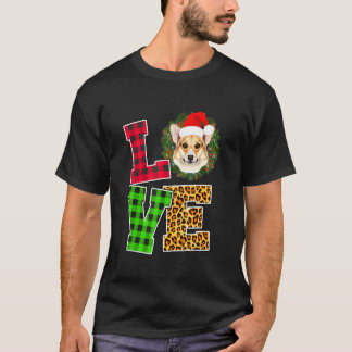 Ik hou van Corgi Dog Santa Hat Pset Ugly Kerstmis T-shirt
