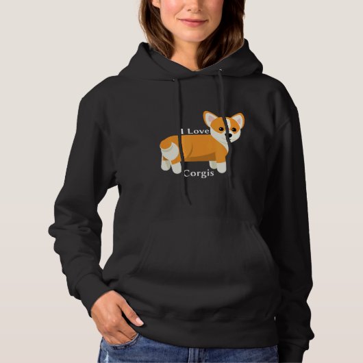 Ik hou van Corgis Cool Apparel Corgis Hoodie (Voorkant)