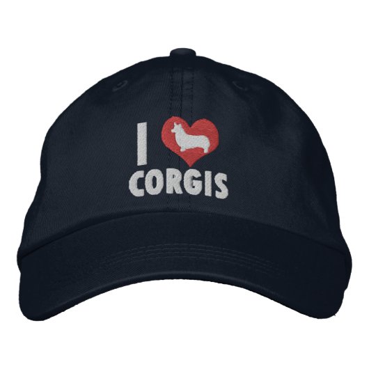 Ik hou van Corgis geborduurd Pet (Voorkant)