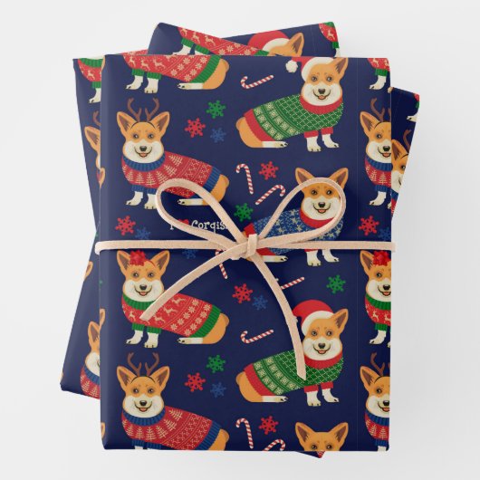 Ik hou van Corgis-kerstSweater Inpakpapier Vel (In situ)