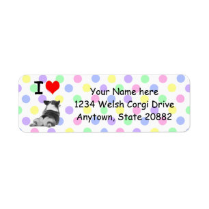 Ik hou van Corgis met Polka-Stippen Etiket