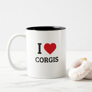 Ik Hou Van Corgis - Minimalistisch Cadeau Voor Cor Tweekleurige Koffiemok