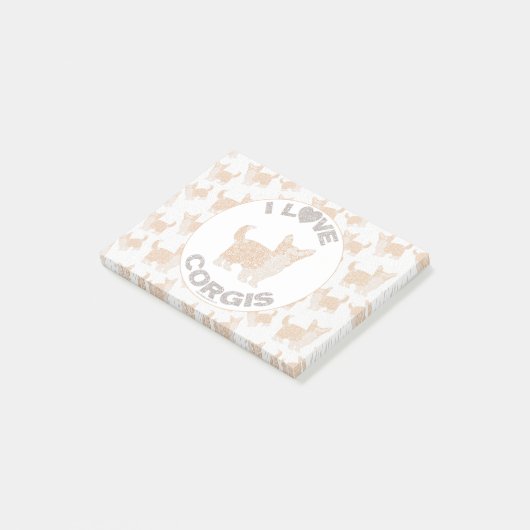 Ik hou van CORGIS Post it Pads Post-it® Notes (Schuin)