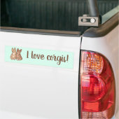 "Ik hou van Corgis!" Two Cute Corgis Bumpersticker (Op Truck)