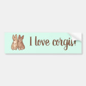 "Ik hou van Corgis!" Two Cute Corgis Bumpersticker (Voorkant)