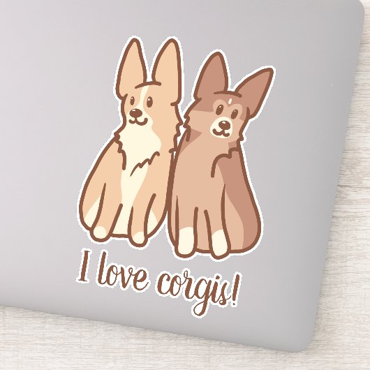 "Ik hou van Corgis!" Two Cute Corgis Sticker (Detail)