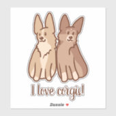 "Ik hou van Corgis!" Two Cute Corgis Sticker (Vel)