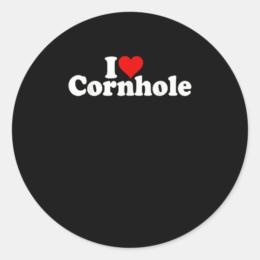 IK HOU VAN CORNHOLE HEART RONDE STICKER (Voorkant)
