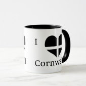 Ik hou van Cornwall Kernow St Piran Flag Heart Des Mok (Voorkant rechts)