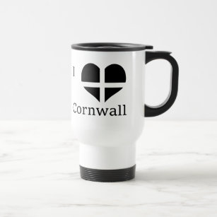 Ik hou van Cornwall Kernow St Piran Flag Heart Des Reisbeker