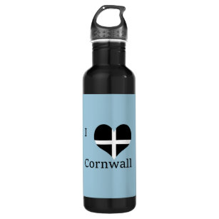 Ik hou van Cornwall Kernow St Piran Flag Heart Des Waterfles