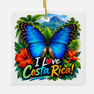 Ik hou van Costa Rica Blauwe Morpho Vlinder Keramisch Ornament