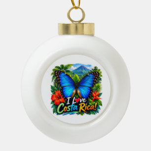 Ik hou van Costa Rica Blauwe Morpho Vlinder Keramische Bal Ornament
