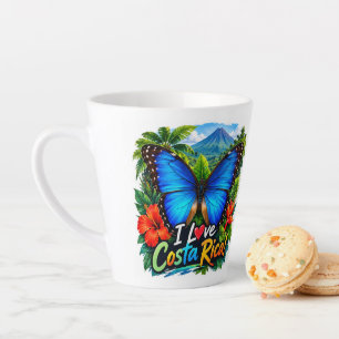 Ik hou van Costa Rica Blauwe Morpho Vlinder Latte Mok