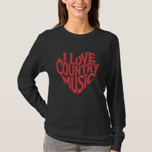 Ik hou van Country Music Hart Ontwerp T-shirt