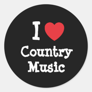 Ik hou van Country Music hart op maat gepersonalis Ronde Sticker