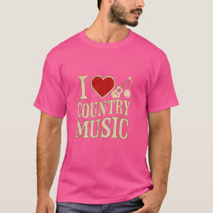 Ik hou van countrymuziek grappige banjo- en gitaar t-shirt