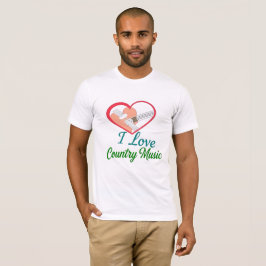 Ik hou van countrymuziek - hart- en gitaarontwerp t-shirt