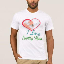 Ik hou van countrymuziek - hart- en gitaarontwerp t-shirt