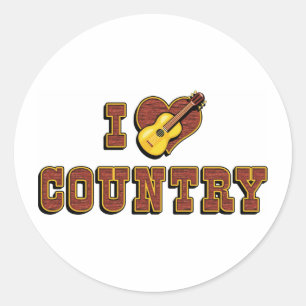 Ik hou van countrymuziek ronde sticker