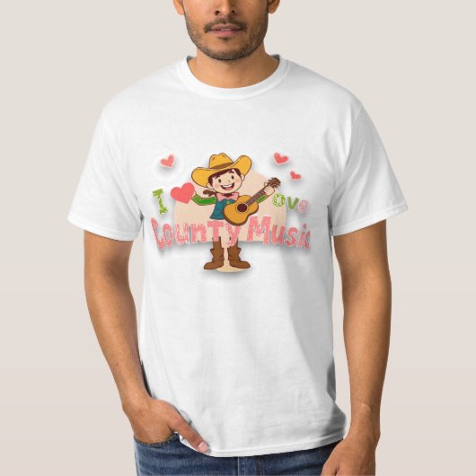 Ik hou van countrymuziek -  Western ontwerp T-shirt (Voorkant)