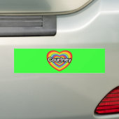 Ik hou van Courtney: regenbooghart Bumpersticker (Op auto)