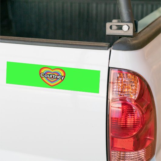 Ik hou van Courtney: regenbooghart Bumpersticker (Op Truck)