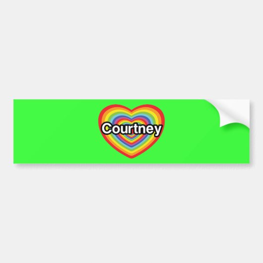 Ik hou van Courtney: regenbooghart Bumpersticker (Voorkant)