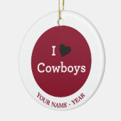 Ik hou van Cowboys Keramisch Ornament (Links)