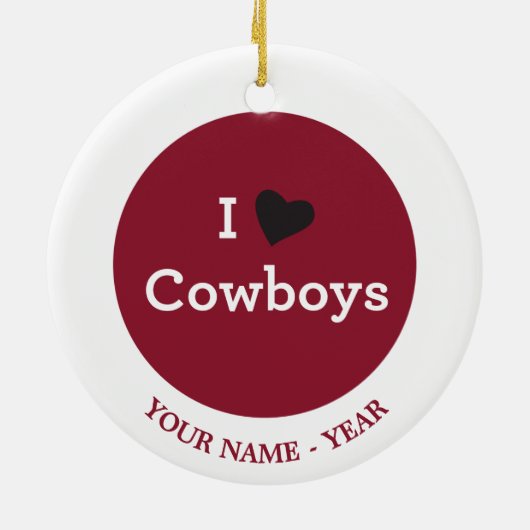 Ik hou van Cowboys Keramisch Ornament (Achterkant)