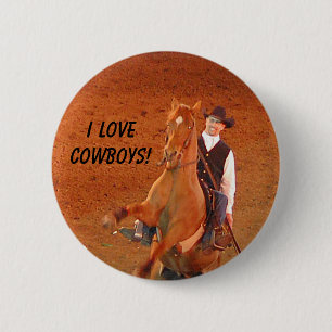IK HOU VAN COWBOYS! -knoop Ronde Button 5,7 Cm