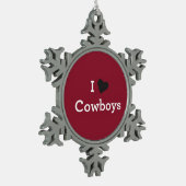 Ik hou van Cowboys Tin Sneeuwvlok Ornament (Links)