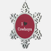 Ik hou van Cowboys Tin Sneeuwvlok Ornament (Rechts)