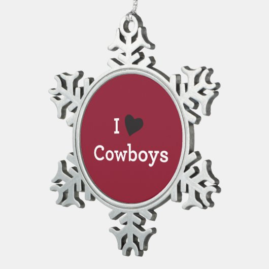 Ik hou van Cowboys Tin Sneeuwvlok Ornament (Rechts)